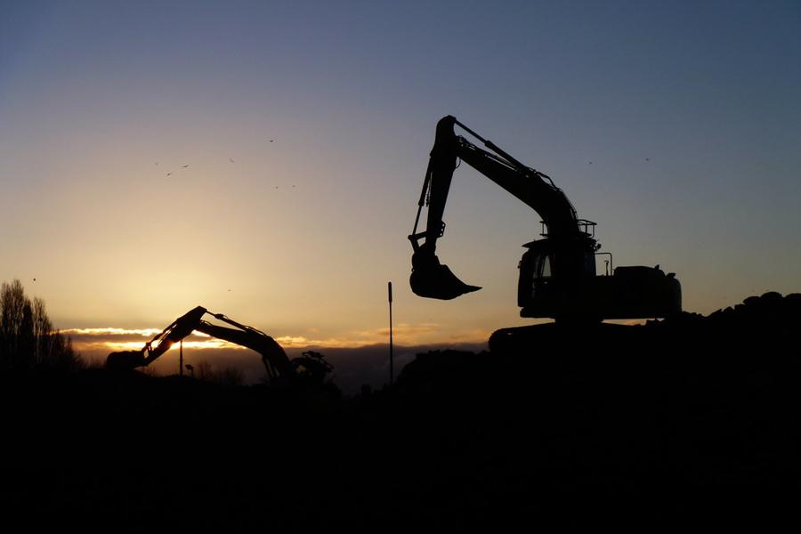 Building demolition in progress
